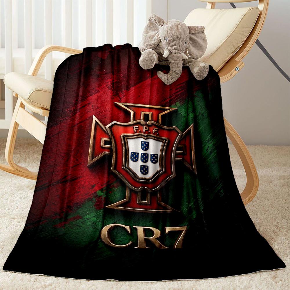 Ronaldo's Portugal's Cr7 Crest Blanket Soft Warm Cozy Great for Sofa Livingroom Seaside All-Season Use Modern Gifts For Family Or Friends