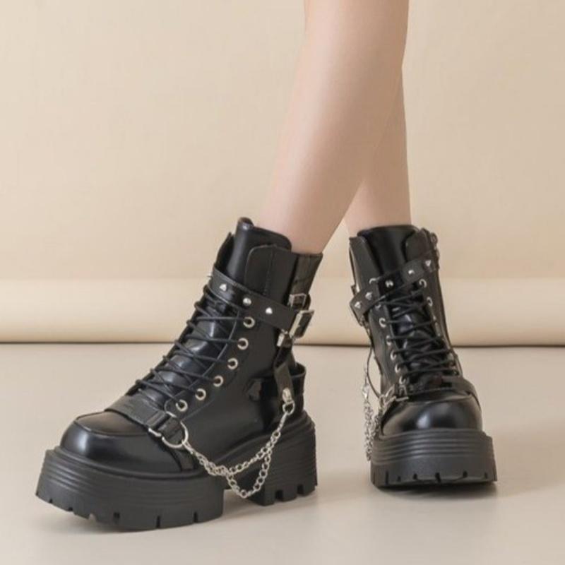 2025 Тренд Женские Ботильоны на Платформе Плоские Ботинки Для Зимы Повседневная Кожаная Обувь Новые Кроссовки Роскошные Ботинки-Гладиаторы Мотоциклетные Ботинки Женские