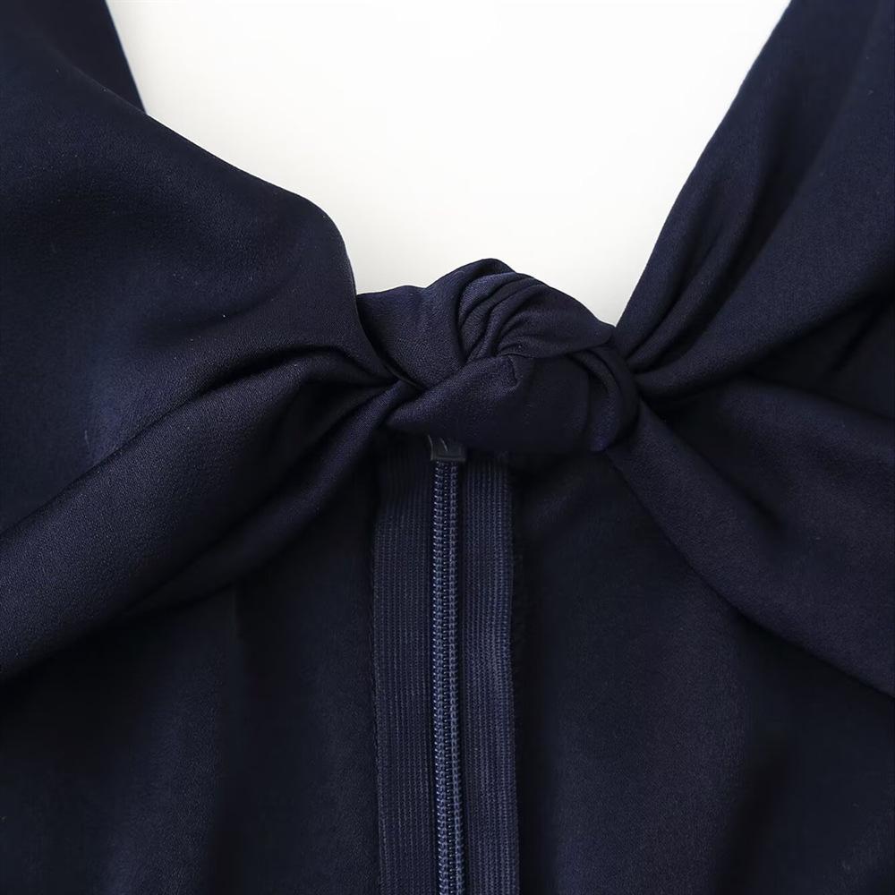 2025 Spring/Summer Women's Slim Twist Cutout Spaghetti Strap V-Neck Dress