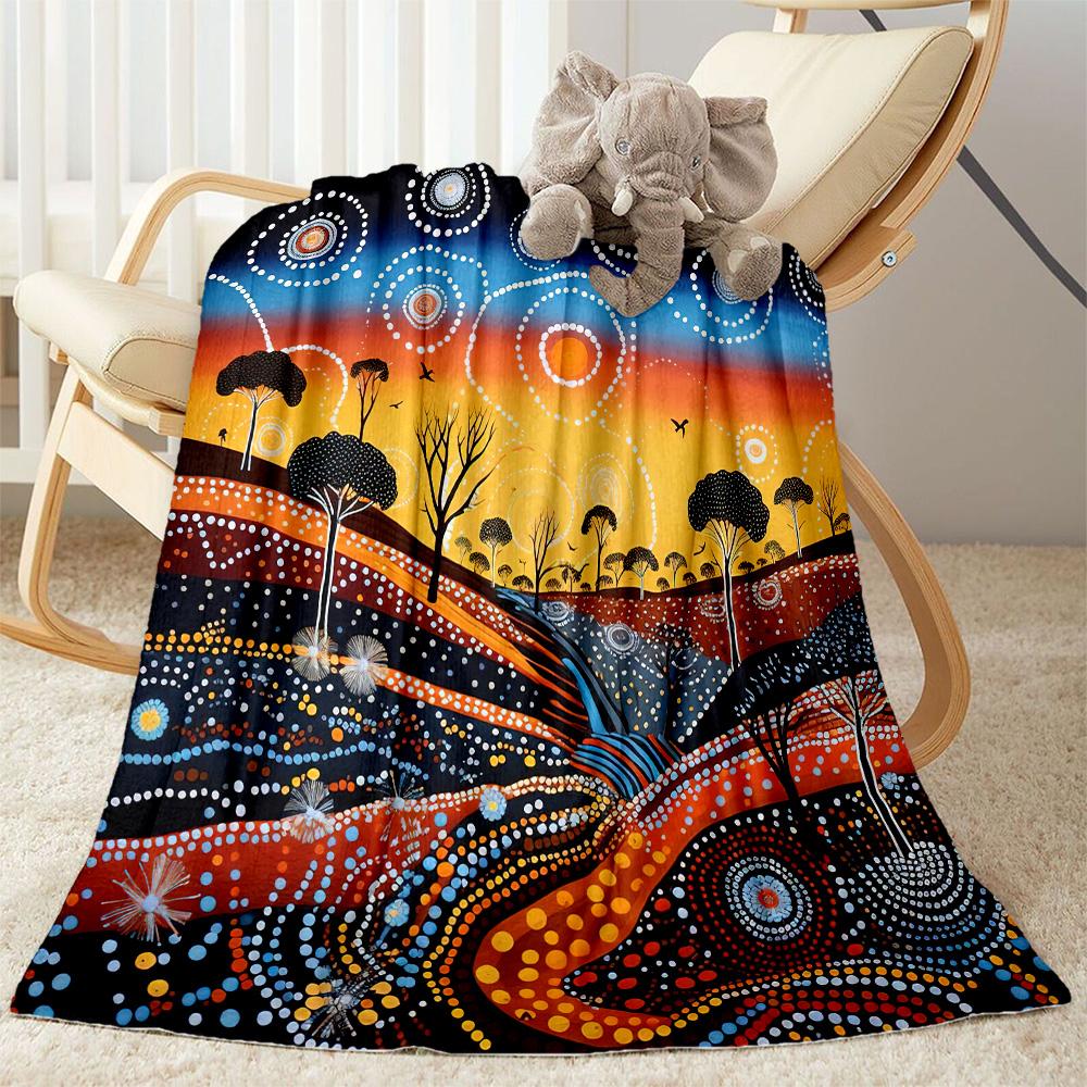 Australian Aboriginal Style 95 Blanket Comfortable Great for Bed Chair Seaside Four Seasons Universal Playful Design