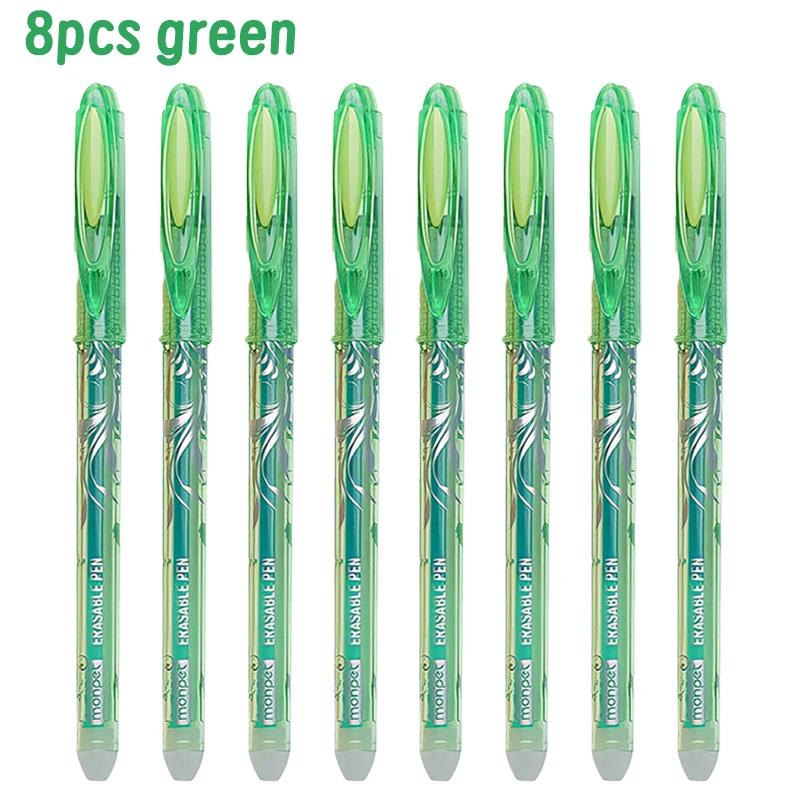 8 Pcs 0.5mm Erasable Pen Refill Set 8 Color Ink Gel Pen Rod Washable Handle School&Office Writing Stationery Gel Ink Pen