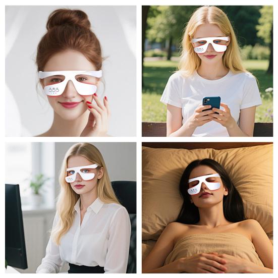 Очки для светотерапии красным светом Массажер для области под глазами Портативное устройство для ухода за глазами Светодиодный корректор для глаз для удаления морщин и подтяжки кожи