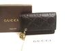 Authentic GG Interlocking G Dark Brown Leather 6 Pics Key Chain #a870  Refurbished