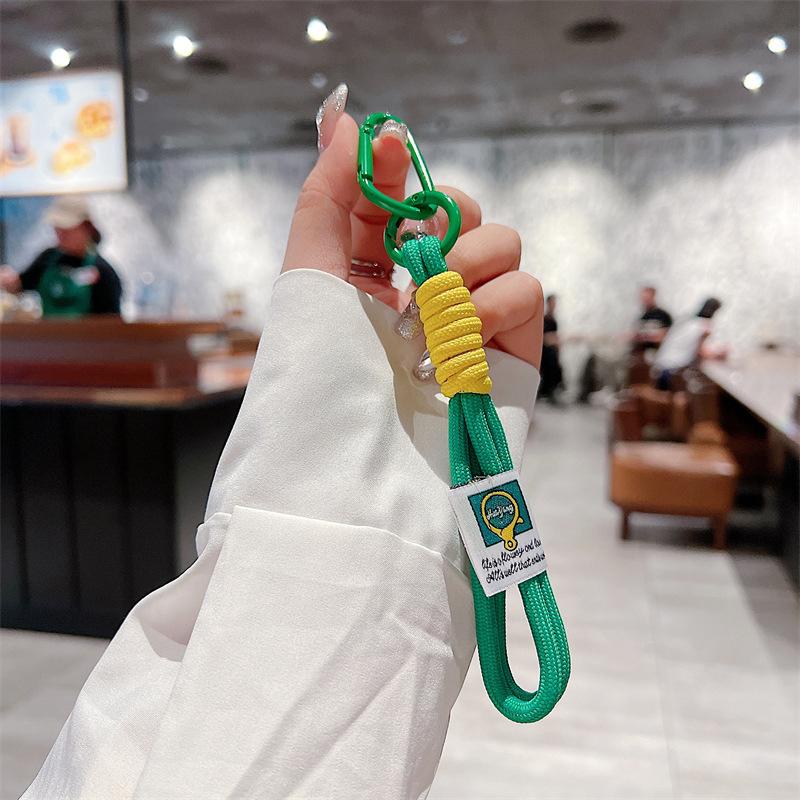 Creative Iridescent Braid Rope Keychain Carabiner Key Ring For Bag Pendant Accessorie Hanging Cord DIY Jewelry Making