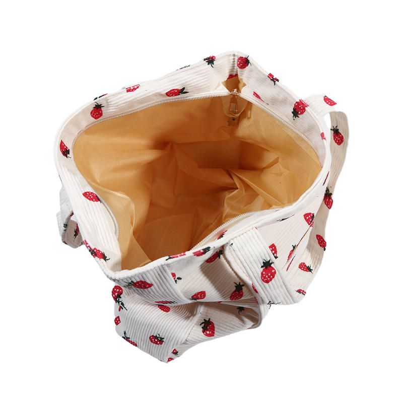 Холщовая сумка-тоут с принтом клубники - Вместительная сумка на одно плечо для хранения, Модная повседневная женская сумочка