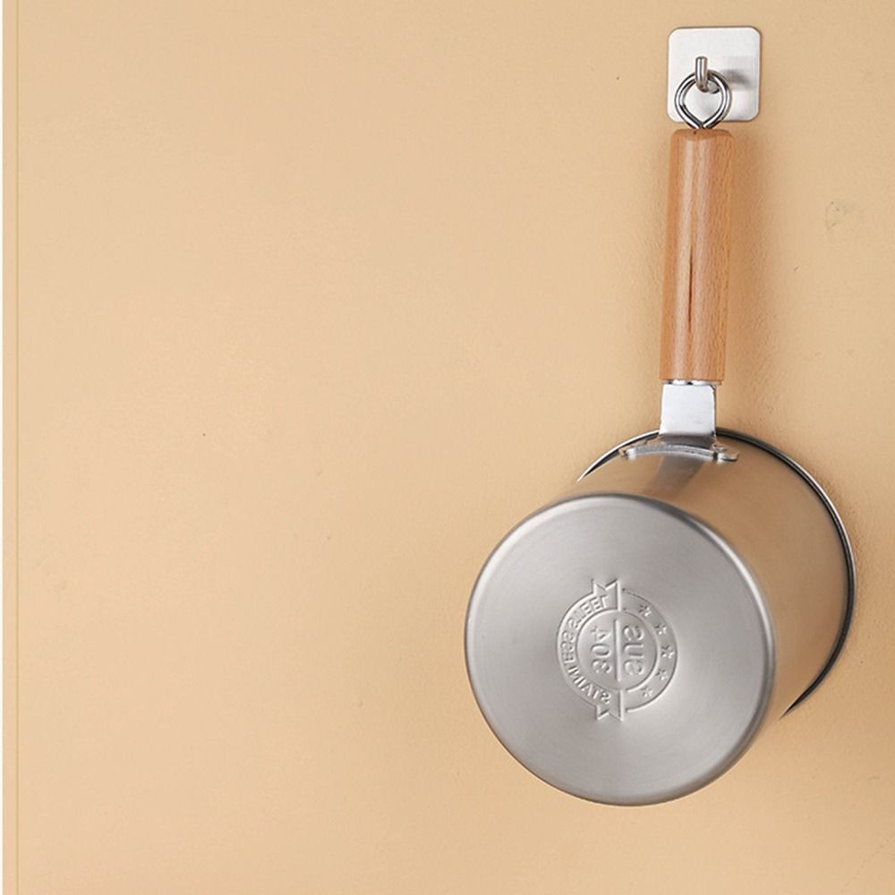Heat Resistant Deep Fryer Pot Wood Handle Stainless Steel Frying Pan  Kitchen Use