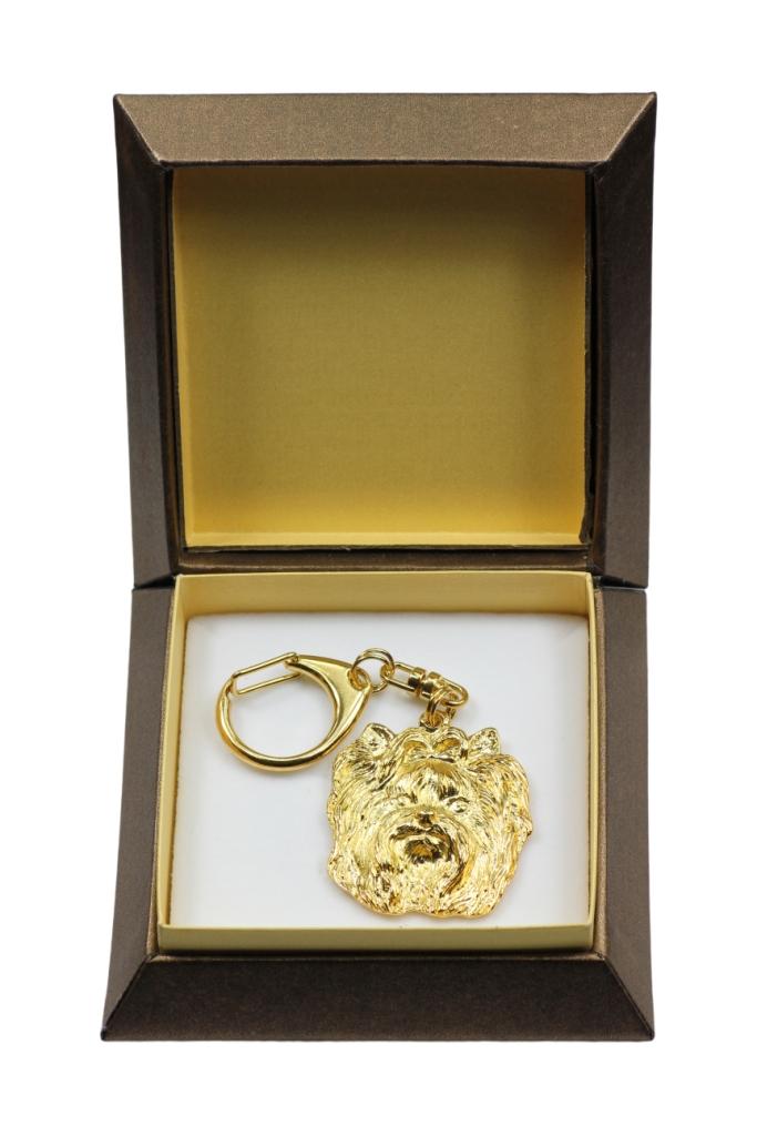 Yorkshire Terrier, Yorkie I - Gilded Key Ring with Dog In Gift Box, Handbag Decoration, Luxury Accessory by Art-Dog Brand