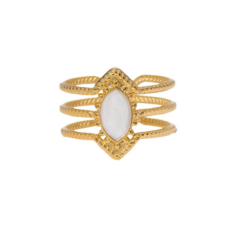 Открытое кольцо из нержавеющей стали с покрытием из 18-каратного золота: Простой, универсальный, нишевый дизайн, стойкий к выцветанию титановый стальной корпус.