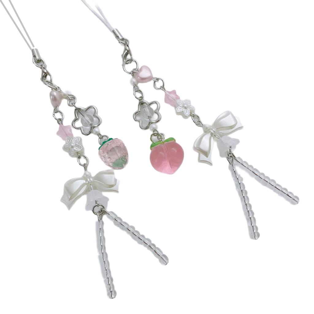 Pack of 2 Fruit Phone Strap with Delicate Craftsmanship Stylish Phone Decoration Alloy Texture Suitable for Phone Bag