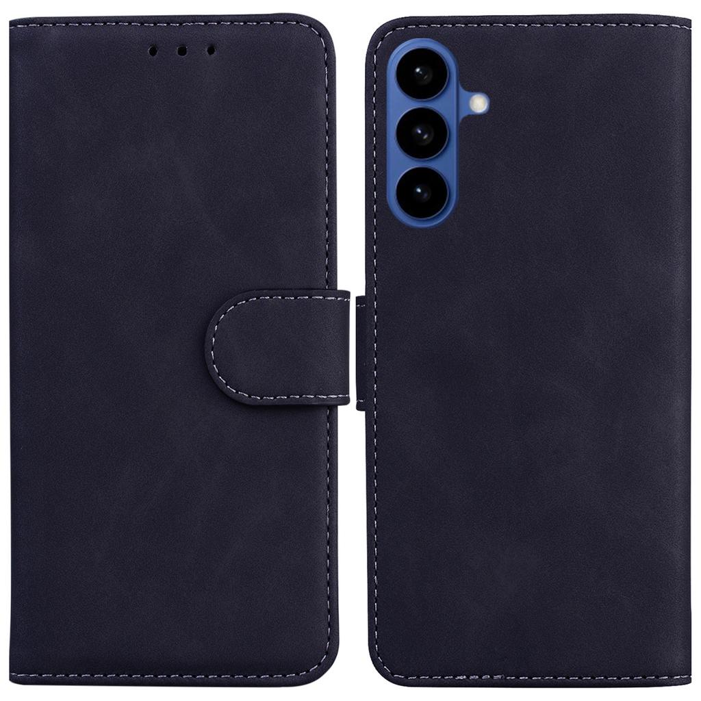 For Samsung Galaxy S26+ Case Solid Color Leather Wallet Phone Cover