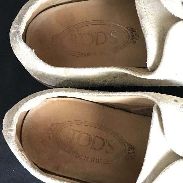 Tod's Италия Винтаж Замша Полный Броги Крылатый Носок 6 24.5-25.0 Бежевые Туфли(ИСПОЛЬЗОВАЛ)