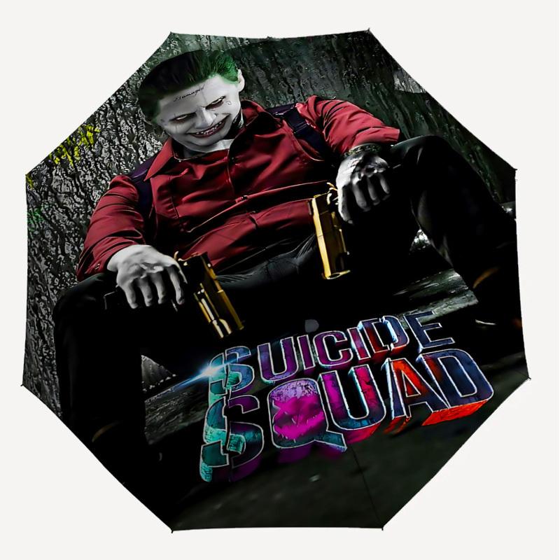 1PC Joker Suicide Squad Umbrella-8-Rib Reinforced, Automatic Open, Lightweight & Durable, Cute Fashion Accessory for Outdoor, D2636