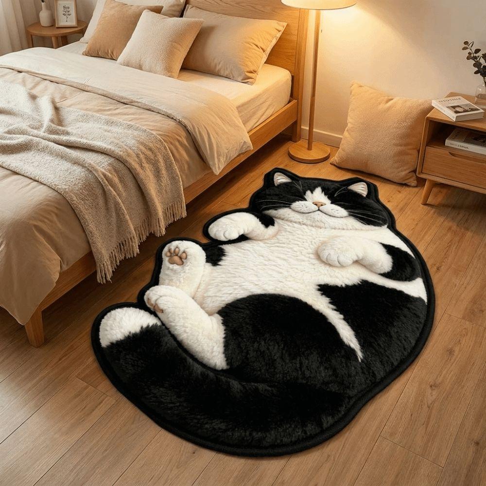 Non-Slip Bedroom Rug Stain Resistant Home Decor Carpet Practical Cat-Shaped Area Rug Nursery Room