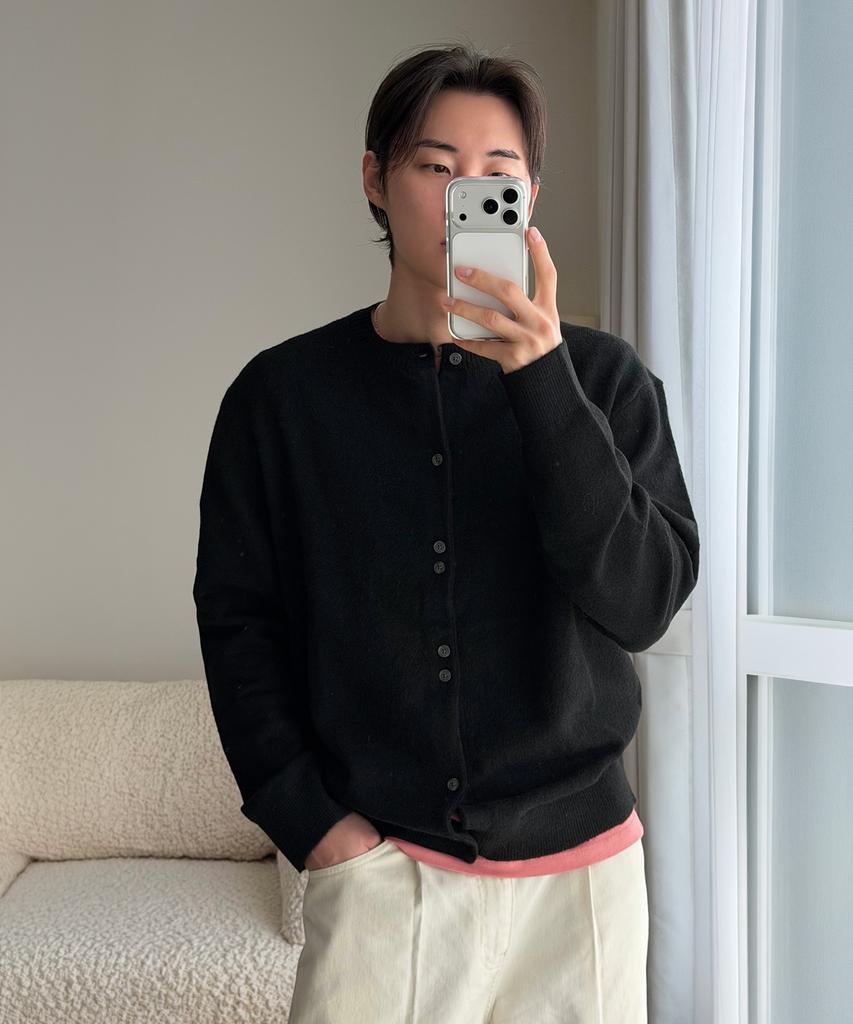 TMAKER Button Rhythm Round Cardigan Bk