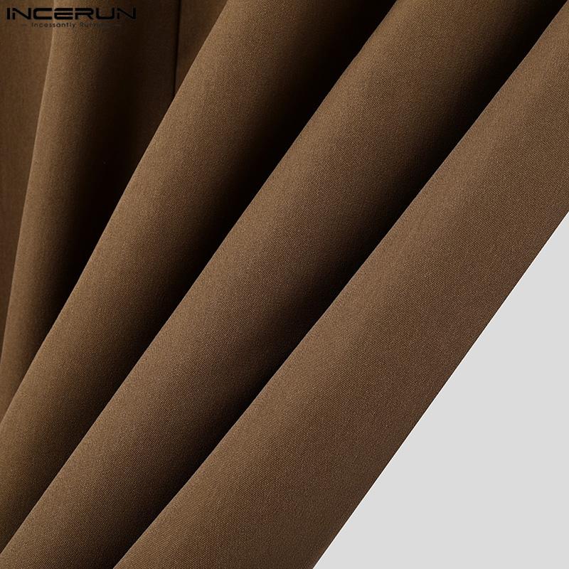 INCERUN Мужские комбинезоны с застежкой-молнией на подтяжках, регулируемые лямки, длинные шаровары