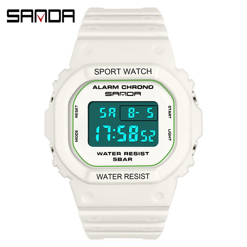 Sanda Multifunctional Waterproof Luminous Square Sport Watch - Fashionable Student Wristwatch