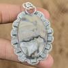 925 Silver Oval Mexican Laguna Lace Agate Stone Wedding Art Deco Pendant Jewelry