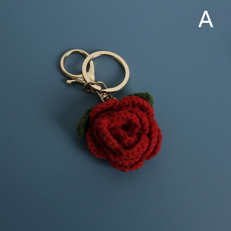 Изысканный кулон с розой ручной работы, тканый креативный шерстяной брелок с подсолнухом, связанный крючком