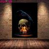 Gothic Raven And Skull Dark Academia Vintage Wall Art Canvas Painting Botanical Skeleton Painting Witchcraft Art Poster Print No Frame