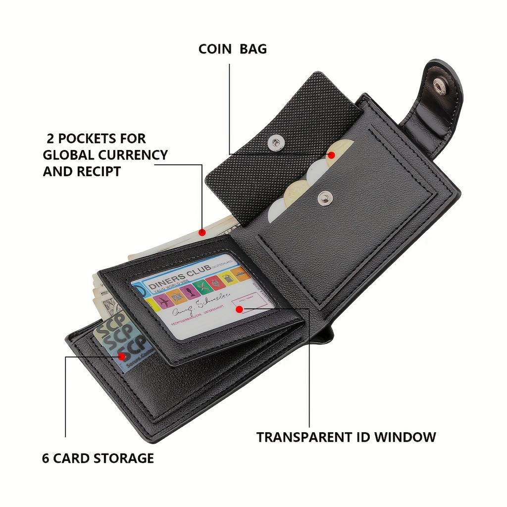 Мужской гламурный деловой кошелек, искусственная кожа, бифолд с отделениями для карт и окошком для ID