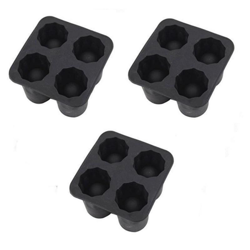 Silicone Ice Cube Mold Four Hole Press Ice Block Maker Creative Round Cup Shape Ice Molds for Whiskey Beer Bar Kitchen Tools