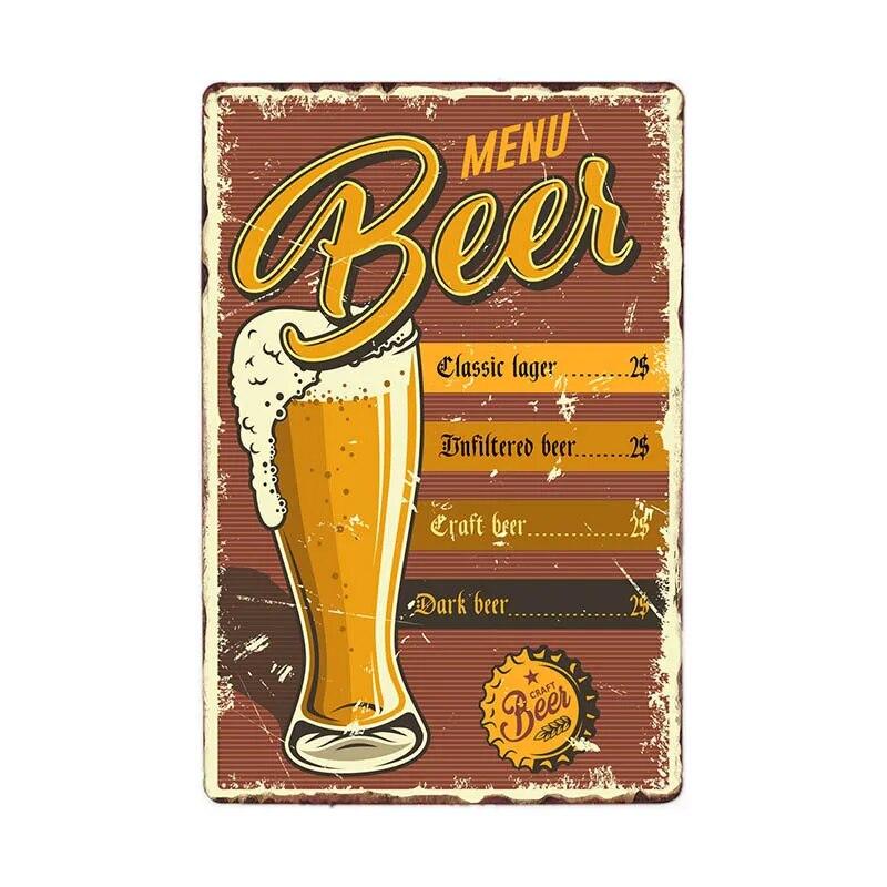 Винтажная металлическая пластина для пива, картина, настенный декор, металлический знак для бара, паба, ретро-плакат, доска 20x30 см
