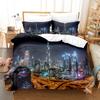 Quilt Set Three-Piece Home Textile Four-Piece Set, Urban Architectural Landscape Digital Printing Bedding