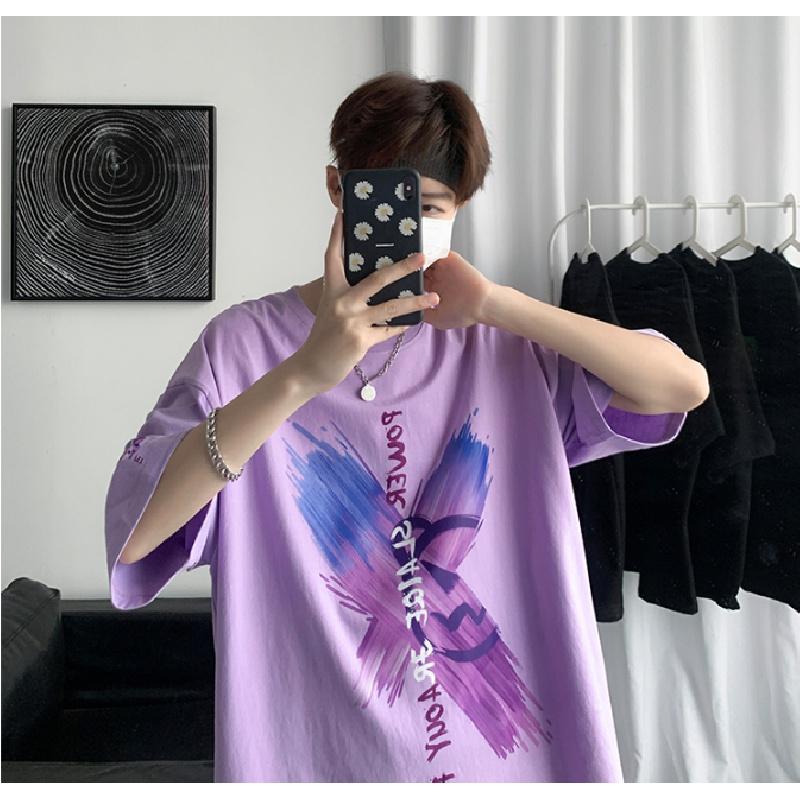 Мужские футболки с коротким рукавом с буквенным графическим принтом, модные брендовые футболки для мужчин, мужская одежда, повседневная футболка, мужские летние топы в корейском стиле ретро для мужчин