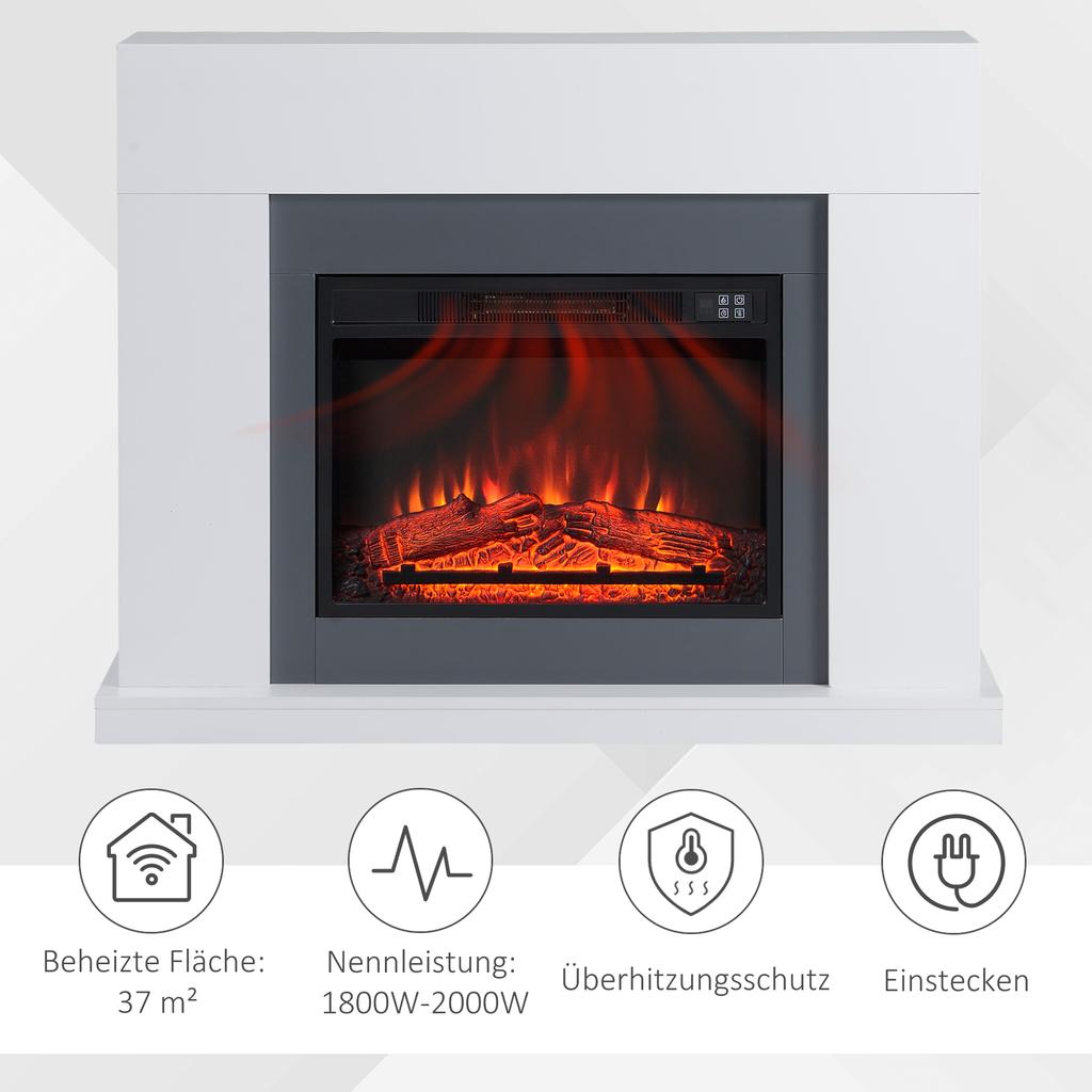 Electric Fireplace With Heater Electric Fireplace With LED Flame Effect And 3 Brightness Levels 2000W Decorative Fireplace With Adjustable