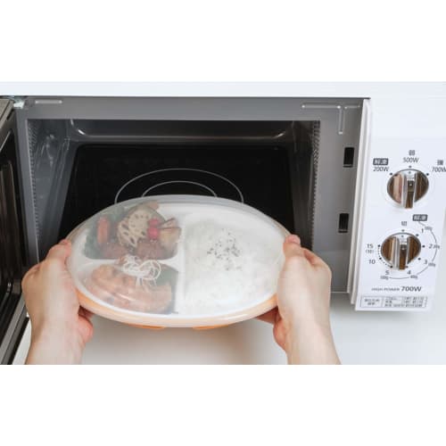 Komori Resin Bento Lunch Plate, Rakuben, Round, Green, Approx. 25.5cm W x 21.5cm D x 5cm H, Includes Lid, No Plastic Wrap Required, Made in Japan