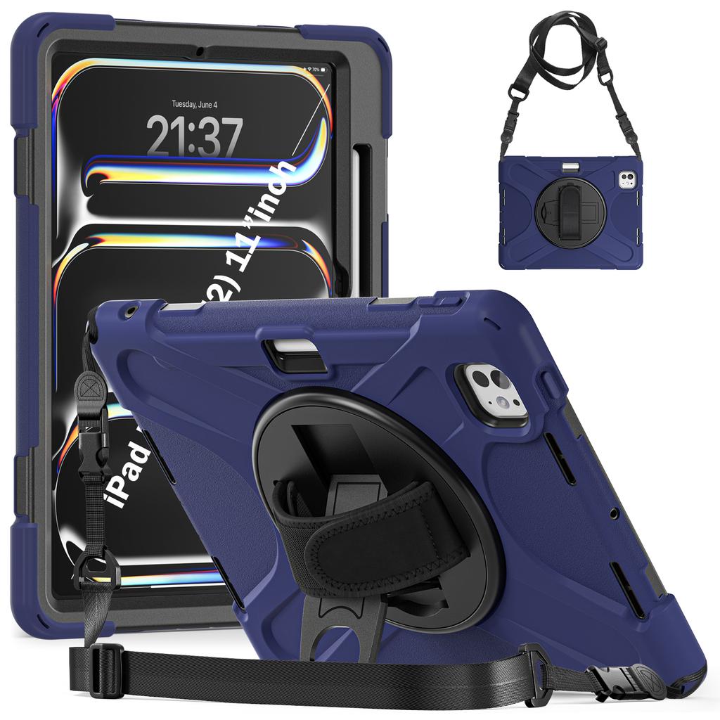 360 Rotating Case Universal for IPad Pro11 2025 M5 2024 M4 A3357 A3358 A3359 A2836 A2837 A3006 Rugged Stand Cover Shoulder Strap