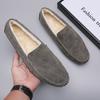 Мужские мокасины, зимняя теплая повседневная обувь 2024 года, модные туфли для вождения без застежек для мужчин, мокасины, легкая дышащая кожаная мужская обувь