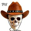 Skull Christmas Tree Topper Gothic with Cowboy Hat, Vintage Western American Wilderness Ornament Skeleton for Halloween, Spooky Top Decoration
