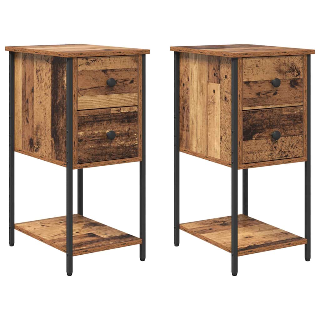 Nightstand 2 pcs Reclaimed Wood Look 32 x 42 x 70 cm Particleboard