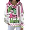 Christmas Hoodies For Women Funny Cute Printed Holiday Sweatshirt Winter Oversized Pullover Tops
