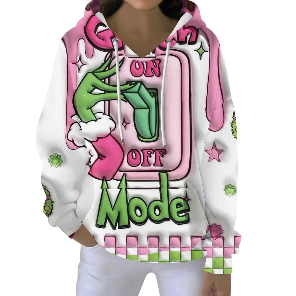 Christmas Hoodies For Women Funny Cute Printed Holiday Sweatshirt Winter Oversized Pullover Tops