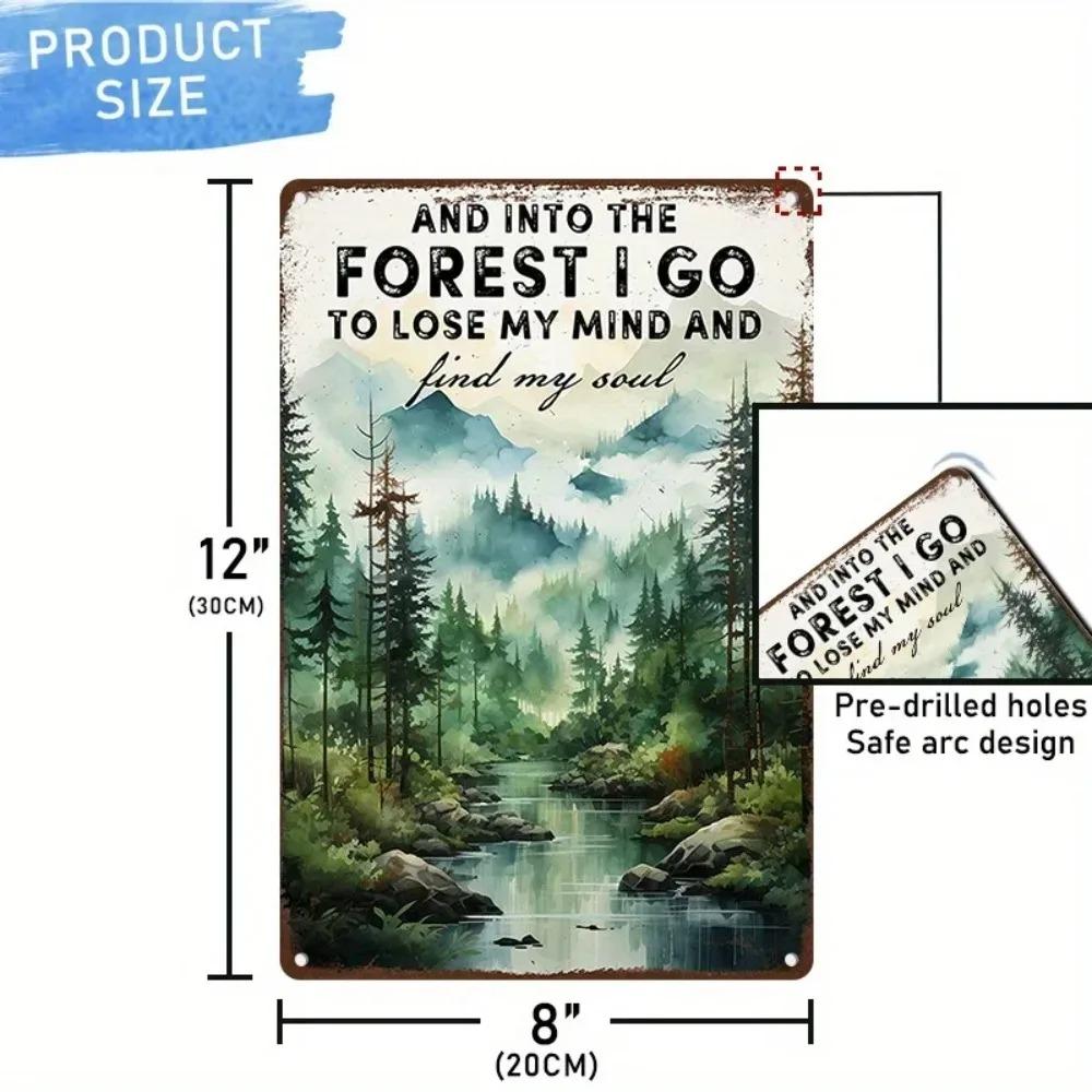 Retro Metal Hiking Sign Vintage Forest Camping Decor Rustic Home Trail Art