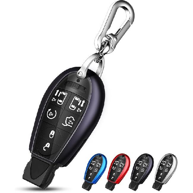 QBUC Чехол для ключа-брелока Dodge с брелоком, ТПУ чехол для ключа, совместимый с моделями Dodge Ram Jeep Chrysler 2008-2018 гг., аксессуары (красный)