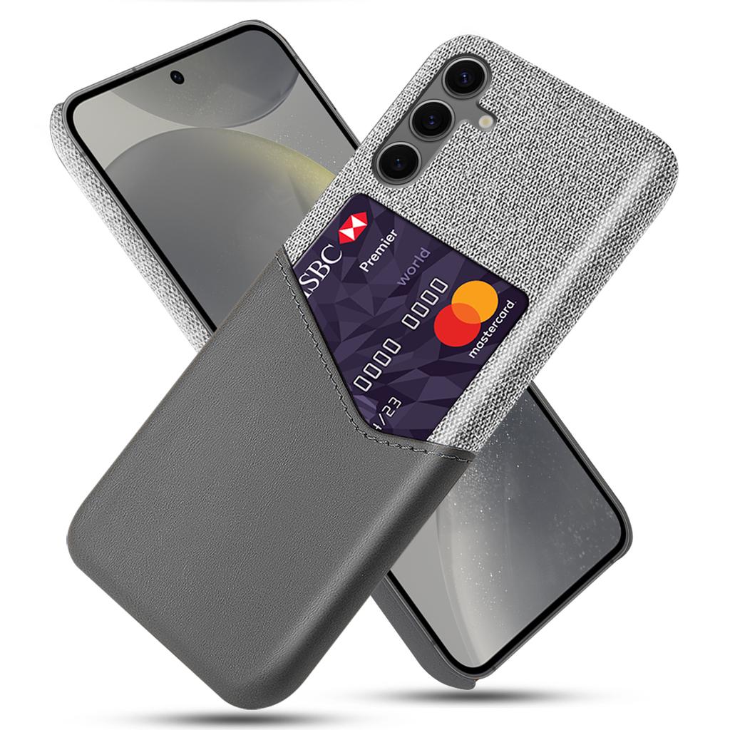 Для Samsung Galaxy S24 FE Чехол Тканевая текстура Искусственная кожа Жесткий ПК Слот для карт Чехол для телефона