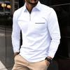 Men's Long Sleeve Polo Shirt Turn-down Solid Color Business Casual Top