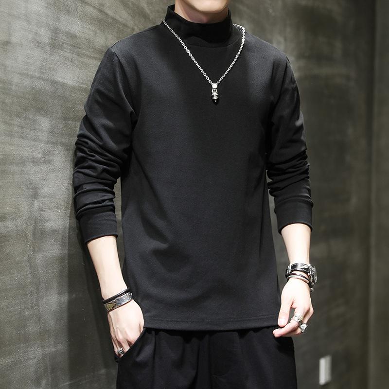 Мужская базовая футболка с полуворотником-стойкой, теплая футболка с длинным рукавом на осень и зиму, нижнее белье, двухсторонняя велюровая футболка, мужской топ