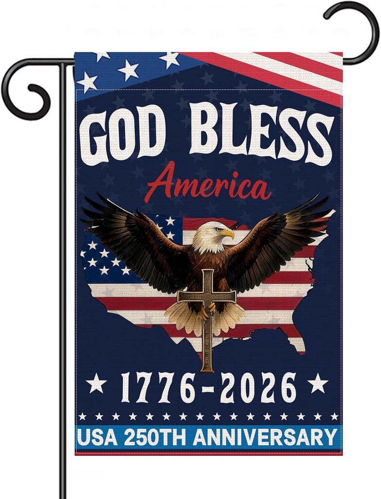 God Bless America Yard Sign United States 250th Anniversary Garden ag 250 Years USA Banner 4th of July Double-Sided Waterp