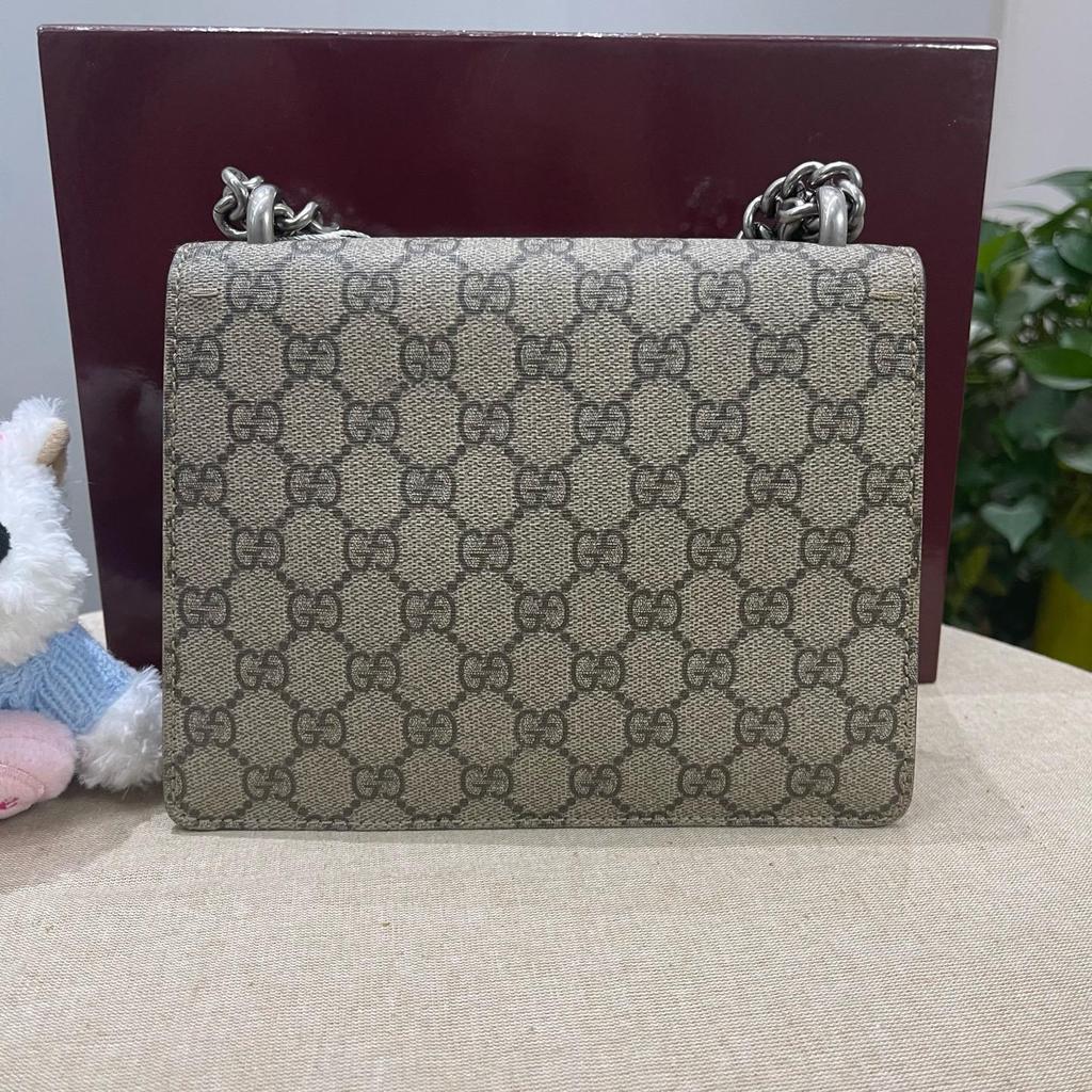 [Pre-Owned] Dionysus Tiger Head Buckle Logo Chain Shoulder Bag Canvas Crossbody Mini - Very Good #HF9XXF