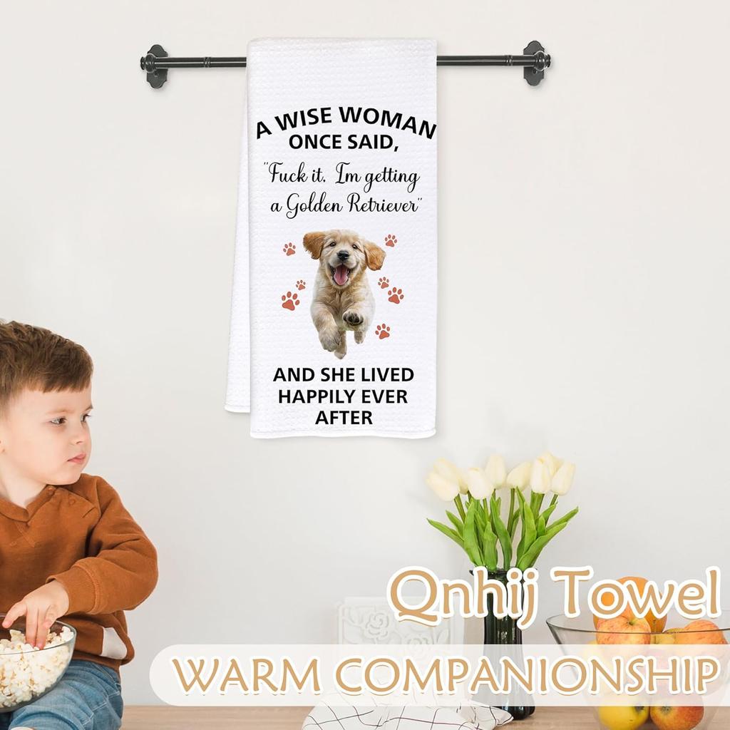 Funny Golden Retriever Kitchen Towels, Golden Retriever Gifts for Women Men, Dog Lovers Gifts Decorative Hand Towels for Bathroom, Funny Kitchen
