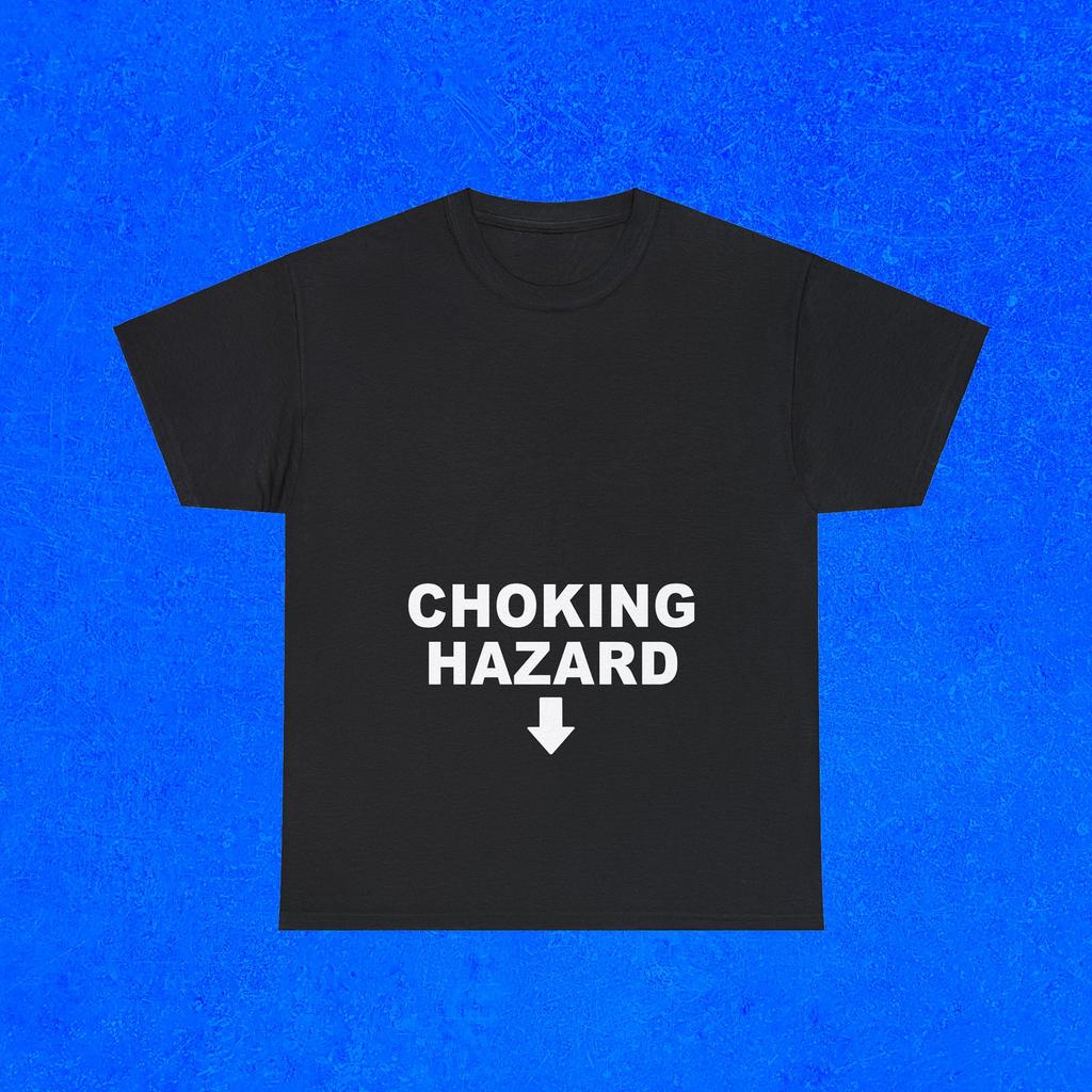 Choking Hazard Shirt | Arrow Down Joke Tee | Oddly Specific Adult Humor | Unisex Graphic T-Shirt