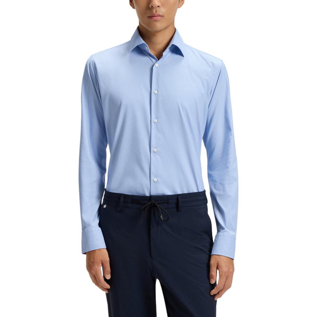 HUGO BOSS Shirts Men's Light Blue Lapel Moderate Straight Fit 50503356-451