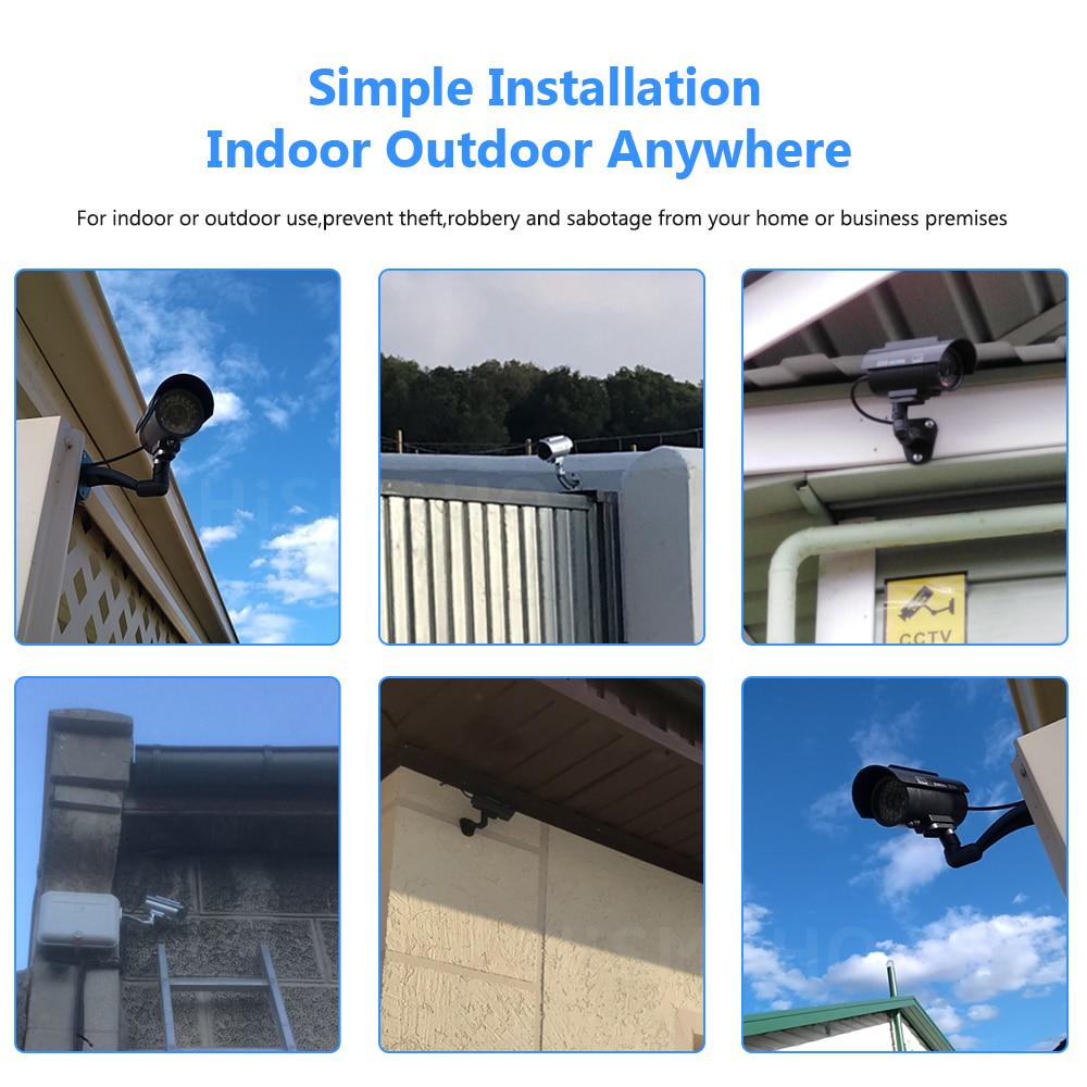 Поддельная камера на солнечной энергии, наружная имитация камеры-пустышки, водонепроницаемая пуля видеонаблюдения с мигающим светодиодом