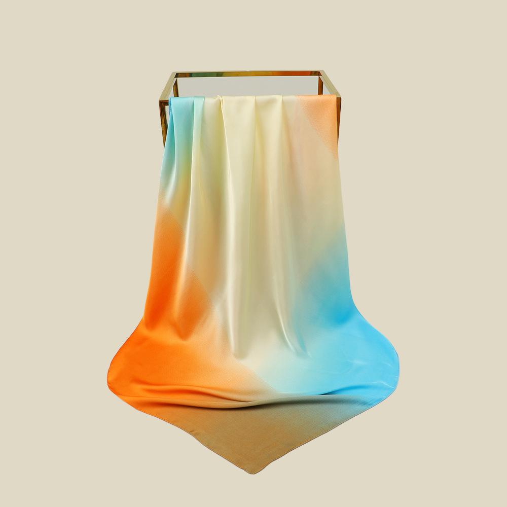Fashion Silk Satin Hijab Scarf For Wome Gradual Colors Kerchief Hair Scarfs Female 90cm*90cm Square Shawl Wraps Neck Scarfs