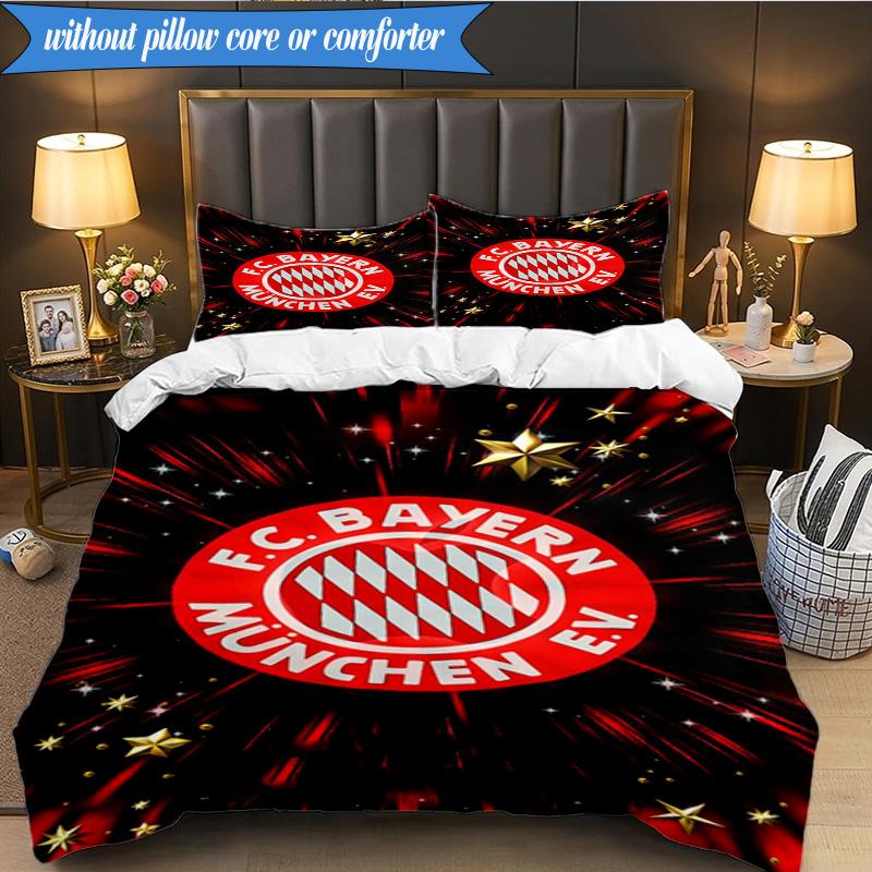 3PCS FC Bayern München Printed Soft Bedding Set,Including 1pc Duvet Cover And 2pcs Pillowcases Perfect for Bedroom, Dormitory, Fan gift