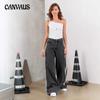 Women's Spring New Street Stripes Splicing Collision Jeans Fashion Loose Wide-leg Straight Trousers